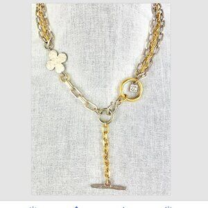 KARL LAGERFELD Vintage chain necklace  2 tone never worn Signed